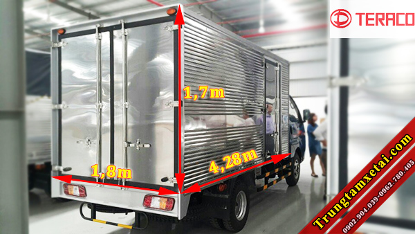 Kích thước lòng thùng xe tải TERA 230 2,4 tấn-trungtamxetai.com